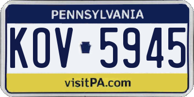 PA license plate KOV5945