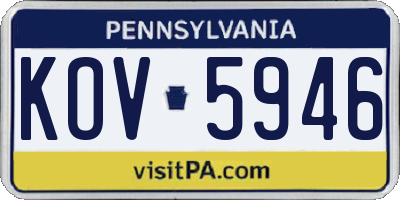 PA license plate KOV5946