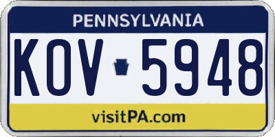 PA license plate KOV5948