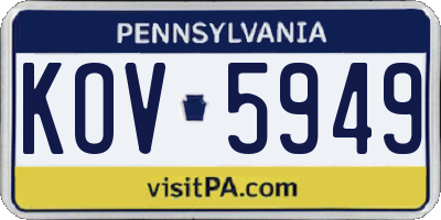 PA license plate KOV5949