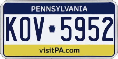 PA license plate KOV5952