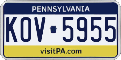 PA license plate KOV5955