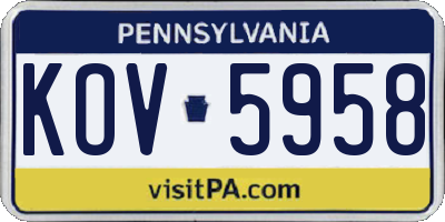 PA license plate KOV5958
