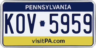 PA license plate KOV5959
