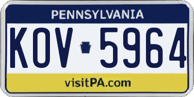 PA license plate KOV5964
