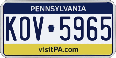 PA license plate KOV5965