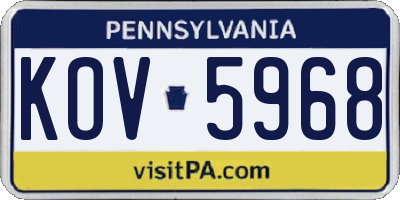 PA license plate KOV5968