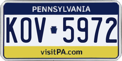 PA license plate KOV5972