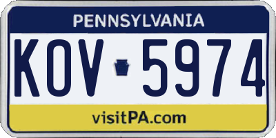 PA license plate KOV5974
