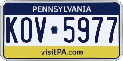 PA license plate KOV5977