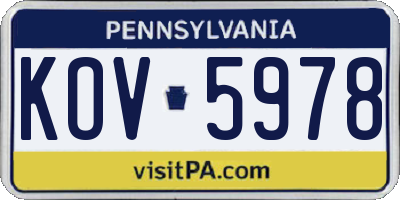 PA license plate KOV5978