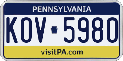 PA license plate KOV5980