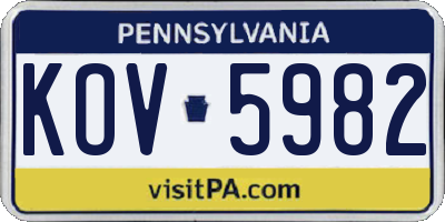PA license plate KOV5982