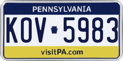 PA license plate KOV5983