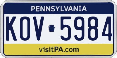 PA license plate KOV5984