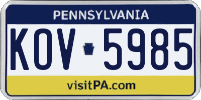 PA license plate KOV5985