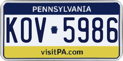 PA license plate KOV5986