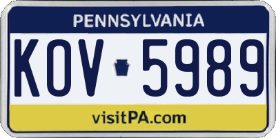 PA license plate KOV5989