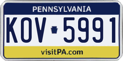 PA license plate KOV5991