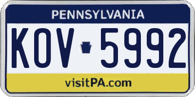 PA license plate KOV5992