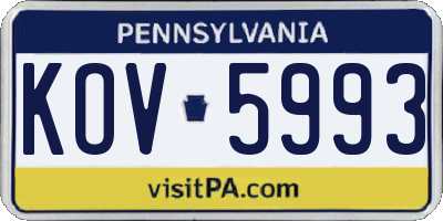 PA license plate KOV5993