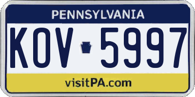 PA license plate KOV5997