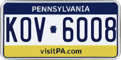 PA license plate KOV6008