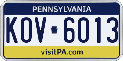 PA license plate KOV6013