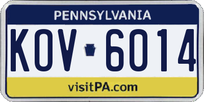PA license plate KOV6014