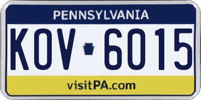 PA license plate KOV6015