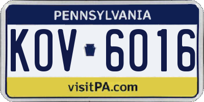 PA license plate KOV6016