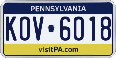 PA license plate KOV6018