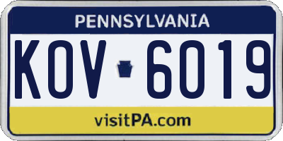 PA license plate KOV6019