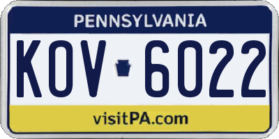PA license plate KOV6022