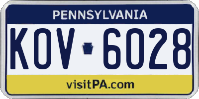 PA license plate KOV6028