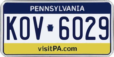 PA license plate KOV6029