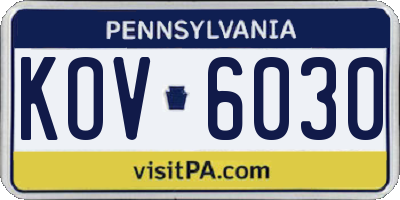 PA license plate KOV6030