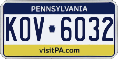 PA license plate KOV6032