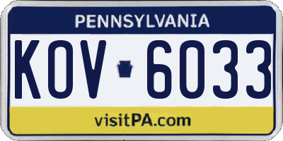 PA license plate KOV6033