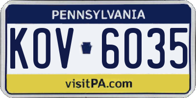 PA license plate KOV6035