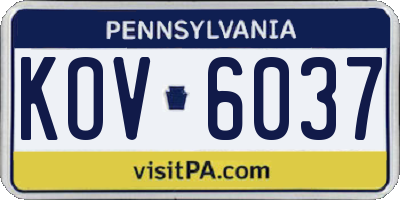 PA license plate KOV6037