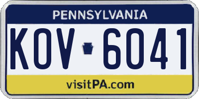 PA license plate KOV6041