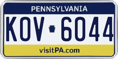 PA license plate KOV6044