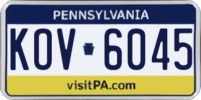 PA license plate KOV6045