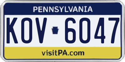 PA license plate KOV6047