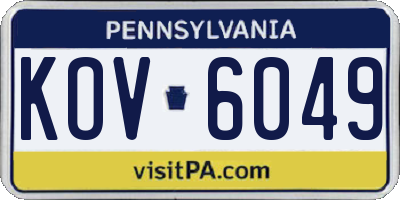 PA license plate KOV6049