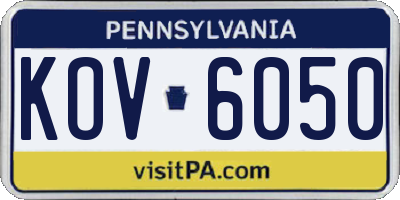 PA license plate KOV6050
