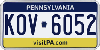 PA license plate KOV6052