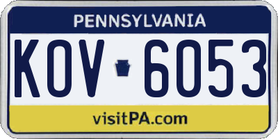 PA license plate KOV6053
