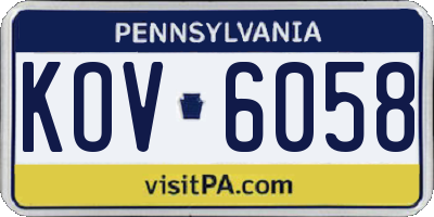 PA license plate KOV6058